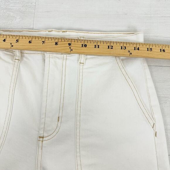 Rails Denim Size 29 The Getty Crop Utility Wide Leg Jeans Ecru High Rise Preppy - Picture 13 of 16